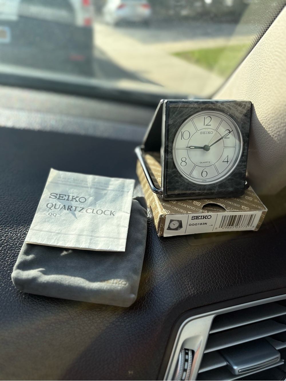 Seiko Folding Travel Alarm Clock in Black and White
